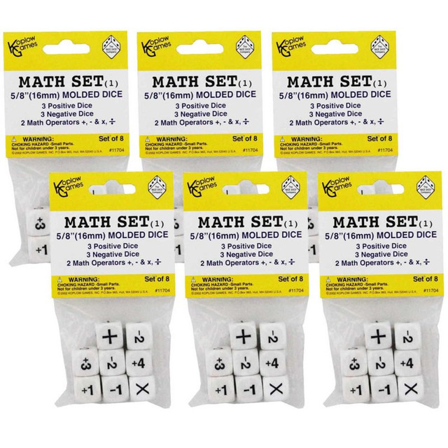 KOPLOW GAMES INC. Koplow Games Positive/Negative Dice Set, 8 Per Set, 6 Sets