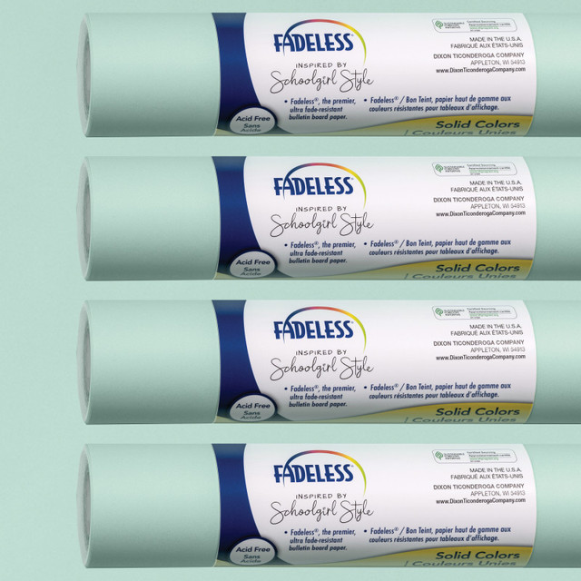 DIXON TICONDEROGA CO Fadeless® Schoolgirl Style Bulletin Board Paper, 48" x 12', Mint to Be, 4 Rolls