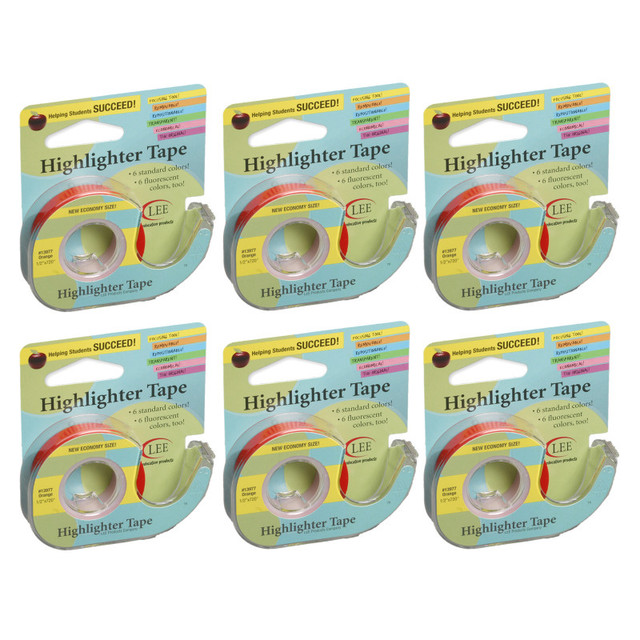 LEE PRODUCTS COMPANY Lee Products Removable Highlighter Tape, Orange, Pack of 6