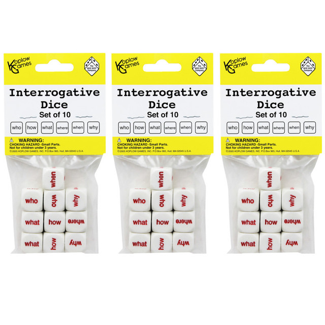 KOPLOW GAMES INC. Koplow Games Interrogative Dice, 10 Per Set, 3 Sets