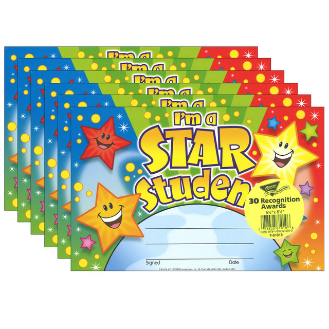 TREND ENTERPRISES INC. TREND I'm a Star Student Recognition Awards, 30 Per Pack, 6 Packs