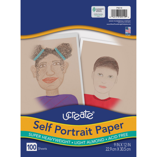 DIXON TICONDEROGA CO UCreate® Self Portrait Paper, Light Almond, 9" x 12", 100 Sheets