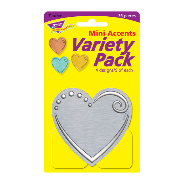 TREND ENTERPRISES INC. TREND I ♥ Metal™ Hearts Mini Accents Variety Pack, 36 ct