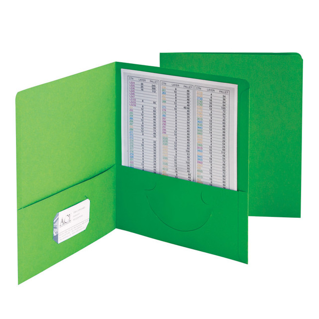 SMEAD MANUFACTURING COMPANY Smead® Two-Pocket Heavyweight Folder, Up to 100 Sheets, Letter Size, Green, Pack of 25