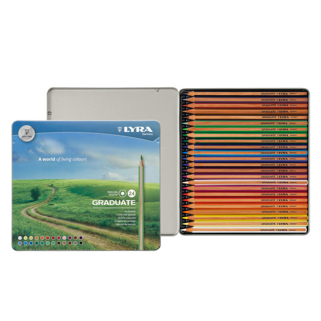 DIXON FINE ART Lyra® Graduate Colored Pencils Set Tin, Assorted Colors, 24 Pieces