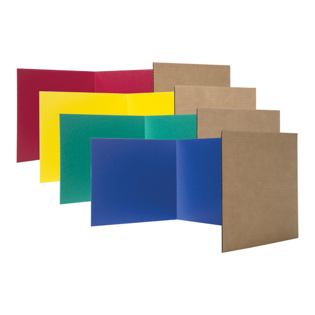 FLIPSIDE Flipside Products Corrugated Study Carrels, 12" x 48", Assorted Colors, Pack of 24