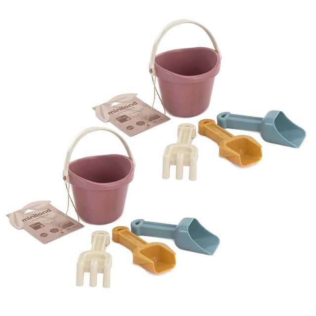 MINILAND EDUCATIONAL CORPORATION Miniland ECO Baby Sand Set, Pastel Colors, 4 Pieces Per Set, 2 Sets