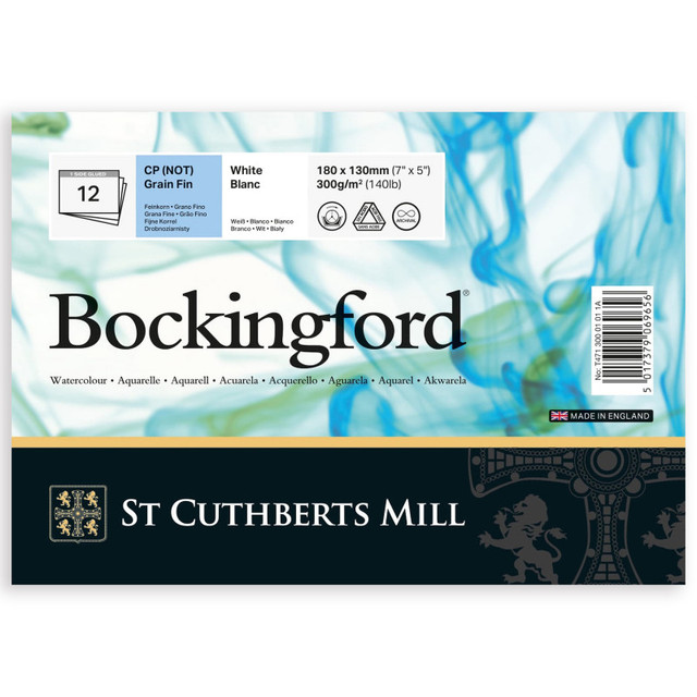 DIXON FINE ART St Cuthberts Bockingford Watercolor Pad, Cold Pressed, Glue Binding, 140lb/300gsm, 12 Sheet, 5x7 inch, 1 Count