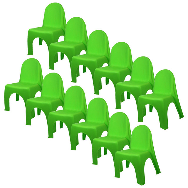 ROMANOFF PRODUCTS Romanoff Kid's Stacking Chairs, Brite Green, Pack of 12