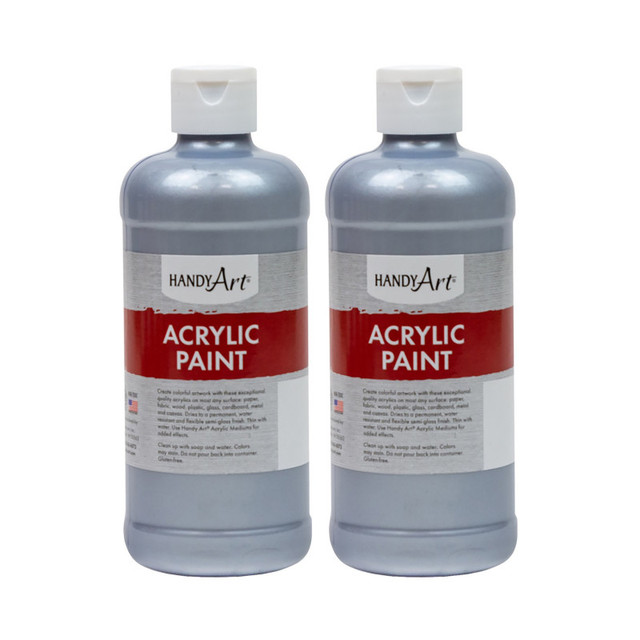 ROCK PAINT DISTRIBUTING CORP Handy Art® Metallic Acrylic Paint 16 oz., Silver, Pack of 2