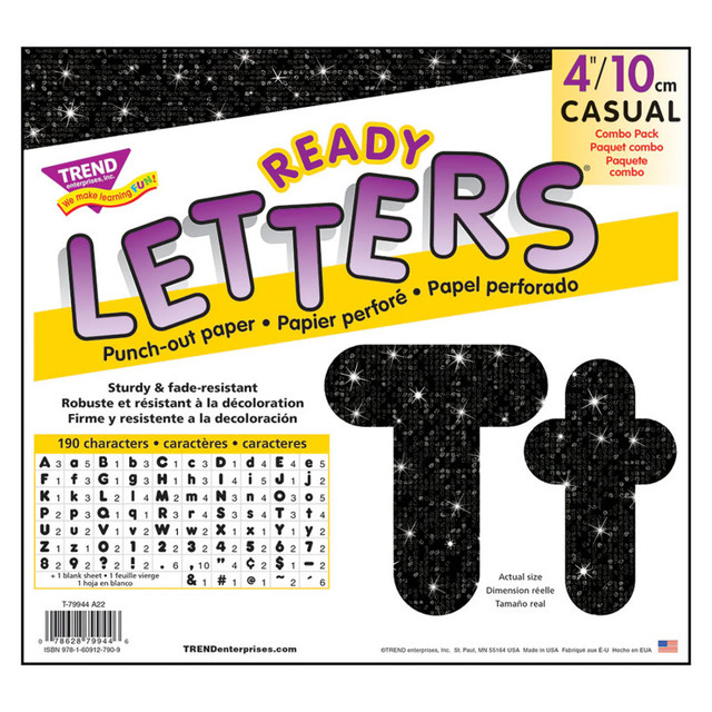 TREND ENTERPRISES INC. TREND Black Sparkle 4" Casual Combo Ready Letters®