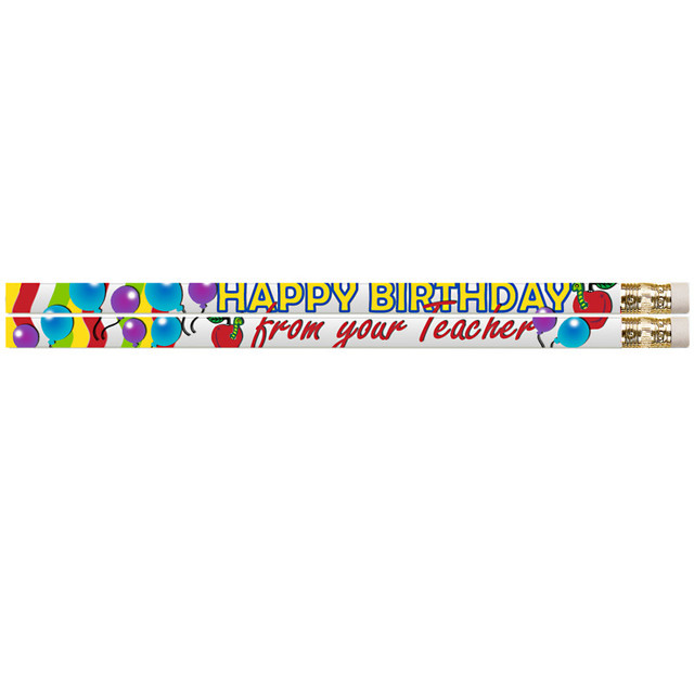 MUSGRAVE PENCIL CO INC Musgrave Pencil Company Happy Birthday From Your Teacher Motivational Pencils, 12 Per Pack, 12 Packs