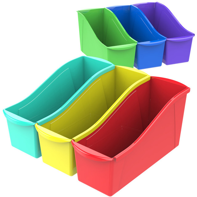 STOREX INDUSTRIES Storex Large Book Bin, Assorted Colors, Set of 6