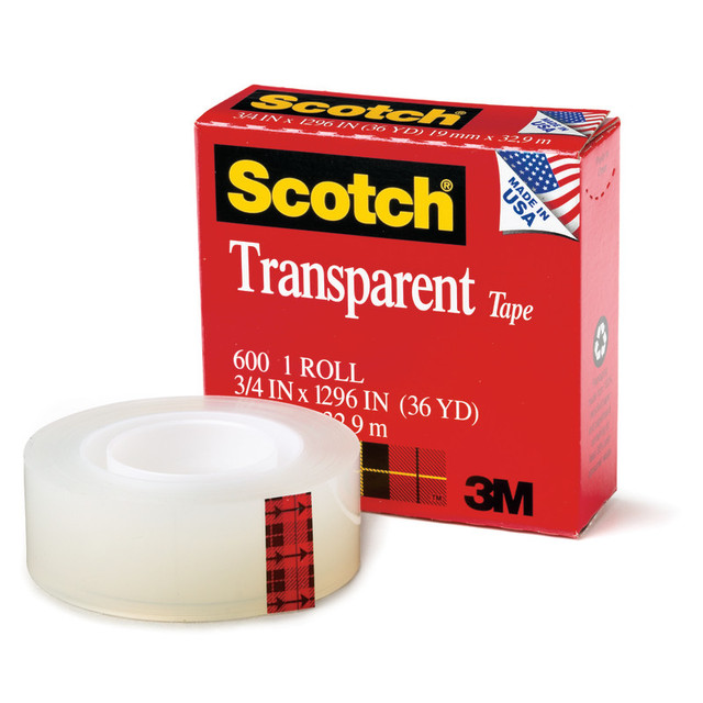3M COMPANY Scotch® Transparent Tape Refill Roll, 3/4" x 1296"
