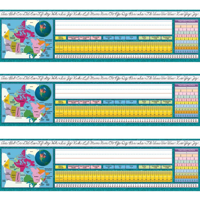 NORTH STAR TEACHER RESOURCE North Star Teacher Resources Canadian Intermediate Traditional Cursive Desk Plates, 36 Per Pack, 3 Packs