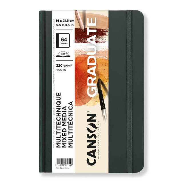DIXON FINE ART Canson Graduate Mixed Media Art Book, Toned Natural, Hard Cover Binding, 32 Sheet, 5.5x8.5 inch, 1 Count