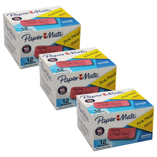 NEWELL BRANDS DISTRIBUTION LLC Paper Mate® Pink Pearl® Eraser, Large, 12 Per Pack, 3 Packs