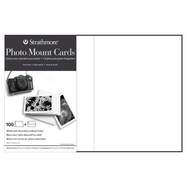 DIXON FINE ART Strathmore Photo Mount Cards & Envelopes, Decorative Embossed Border, 5x6.875 inch, 100 Pack