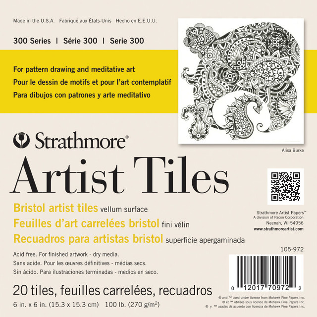 DIXON FINE ART Strathmore 300 Series Artist Tiles, Bristol, Smooth Finish, 6x6 inch, 20 Sheets
