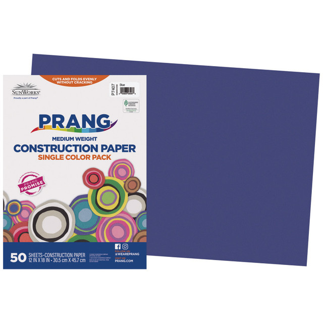 DIXON TICONDEROGA CO Prang® Construction Paper, Medium Weight, Blue, 12" x 18", 50 Sheets