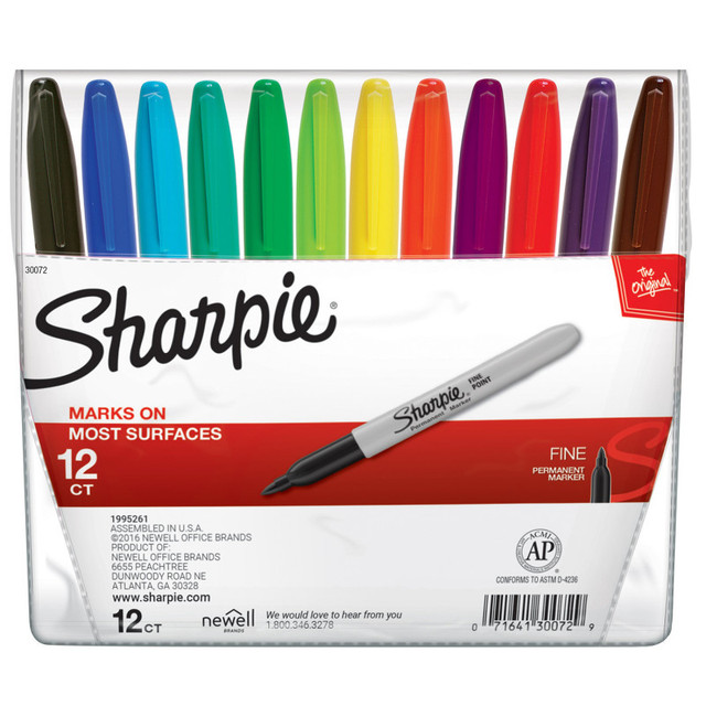 NEWELL BRANDS DISTRIBUTION LLC Sharpie® Fine Point Permanent Markers, Assorted, Set of 12
