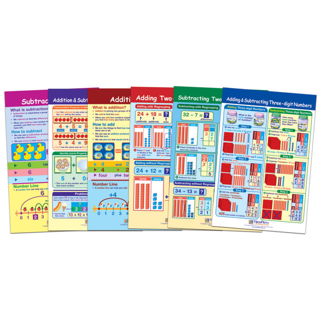 NEWPATH LEARNING NewPath Learning Math Bulletin Board Chart Set, Addition & Subtraction, Set of 6