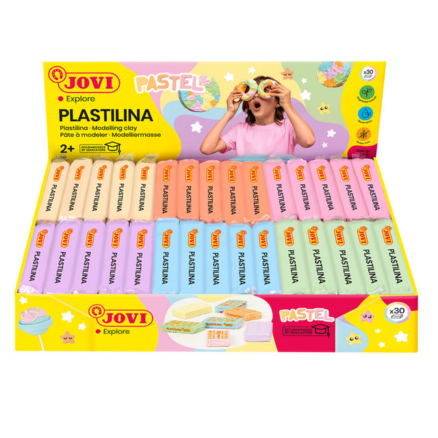 JOVI SA JOVI Plastilina Modeling Clay, Display Box of 30 Bars, Pastel Colors JOVI SA JOVI Plastilina Modeling Clay, Display Box of 30 Bars, Pastel Colors
