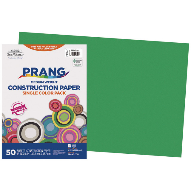 DIXON TICONDEROGA CO Prang® Construction Paper, Medium Weight, Holiday Green, 12" x 18", 50 Sheets
