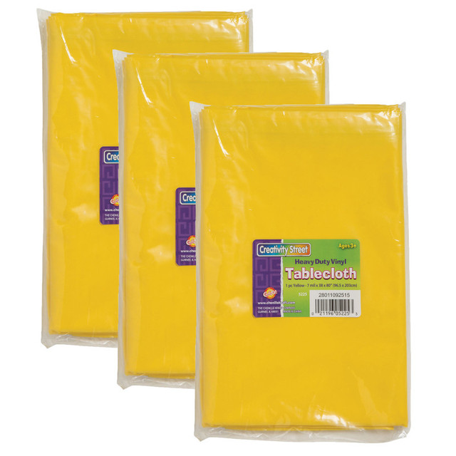 DIXON TICONDEROGA CO Creativity Street® Vinyl Tablecloth, Yellow, 38" x 80", Pack of 3