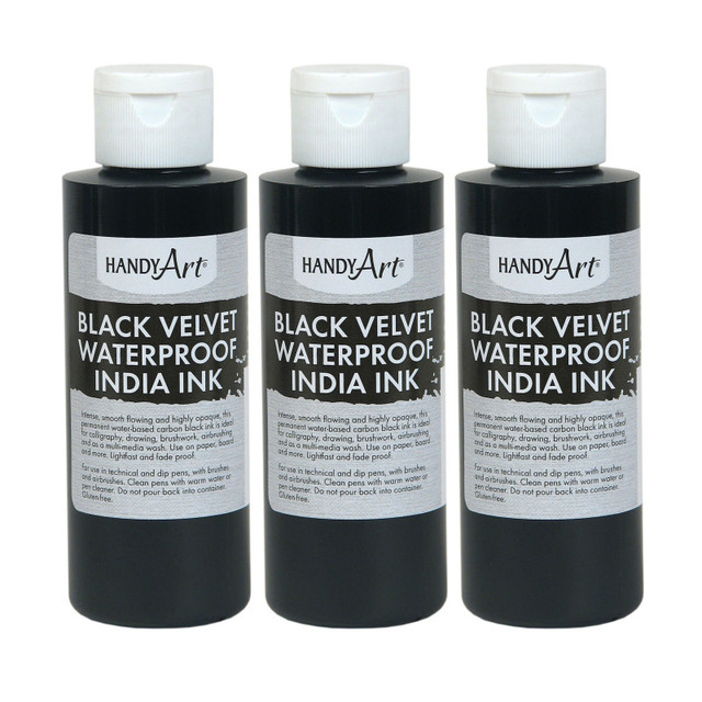 ROCK PAINT DISTRIBUTING CORP Handy Art® Black Velvet India Ink, 4. oz, Pack of 3
