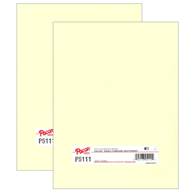 DIXON TICONDEROGA CO Pacon® Heavyweight Tagboard, Manila, 9" x 12", 100 Sheets Per Pack, 2 Packs