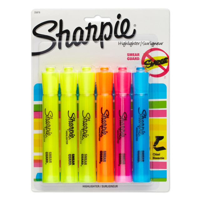 NEWELL BRANDS DISTRIBUTION LLC Sharpie® Tank Style Highlighters, Chisel Tip, Assorted Colors, Pack of 6