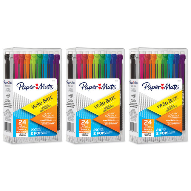 NEWELL BRANDS DISTRIBUTION LLC Paper Mate® Write Bros® Mechanical Pencil, 0.7mm, Assorted, 24 Per Pack, 3 Packs