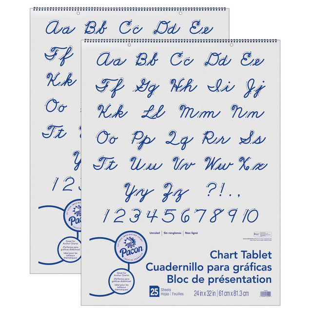 DIXON TICONDEROGA CO Pacon® Chart Tablet, Cursive Cover, Unruled 24" x 32", 25 Sheets, 2 Tablets