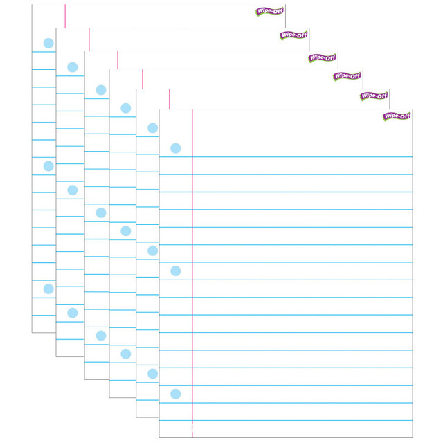 TREND ENTERPRISES INC. TREND Notebook Paper Wipe-Off® Chart, 17" x 22", Pack of 6