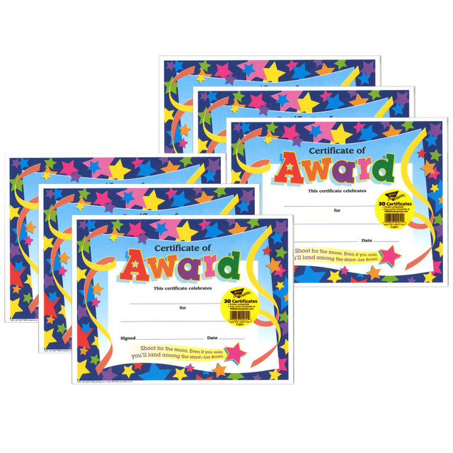 TREND ENTERPRISES INC. TREND Certificate of Award Colorful Classics Certificates, 30 Per Pack, 6 Packs