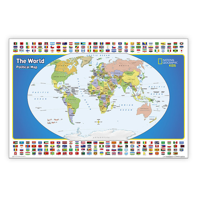 NATIONAL GEOGRAPHIC MAPS National Geographic The World for Kids Map, Laminated, 36" x 24"