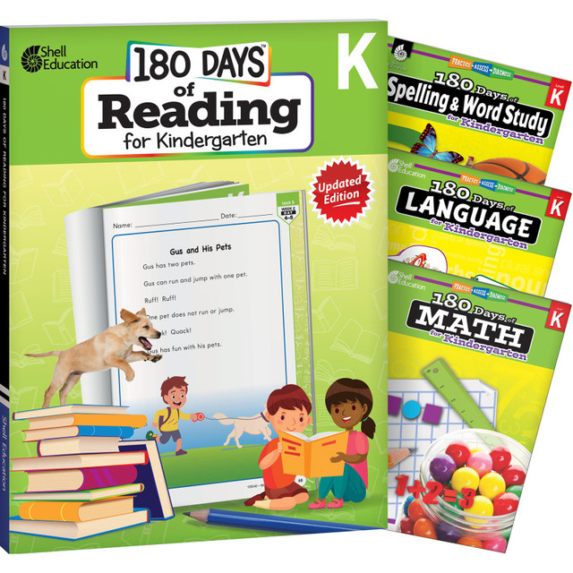 SHELL EDUCATION Shell Education 180 Days Reading, Spelling, Language, & Math Grade K: 4-Book Set