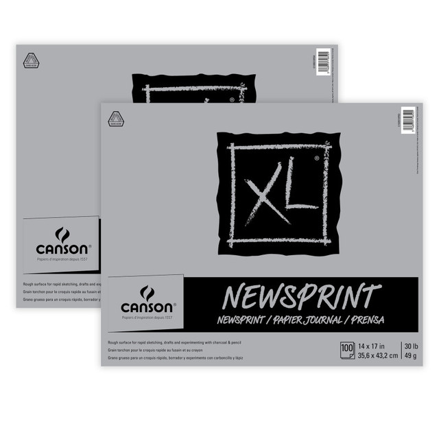 DIXON FINE ART Canson XL Series Newsprint Pad, Tape Binding, 100 Sheet, 14x17 inch, Pack of 2