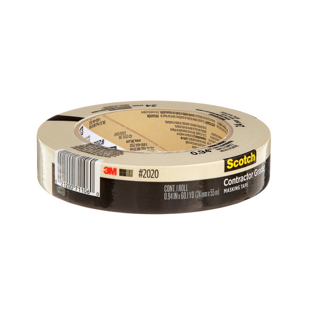 3M COMPANY Scotch® Contractor Grade Masking Tape, 0.94 in x 60.1 yd (24mm x 55m), 1 Roll