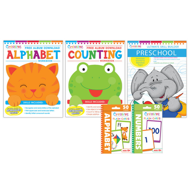 PBS PUBLISHING Creative Teaching Materials Preschool Skills Workbook & Flashcard Bundle