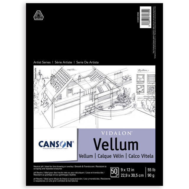 DIXON FINE ART Canson Artist Series Vidalon Vellum Pad, Translucent, Foldover Binding, 50 Sheet, 9X12 inch, 1 Count