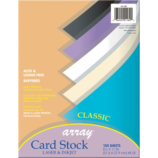 DIXON TICONDEROGA CO Pacon® Classic Card Stock, 5 Assorted Colors, 8-1/2" x 11", 100 Sheets