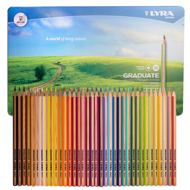DIXON FINE ART Lyra® Graduate Colored Pencils Set Tin, Assorted Colors, 36 Pieces