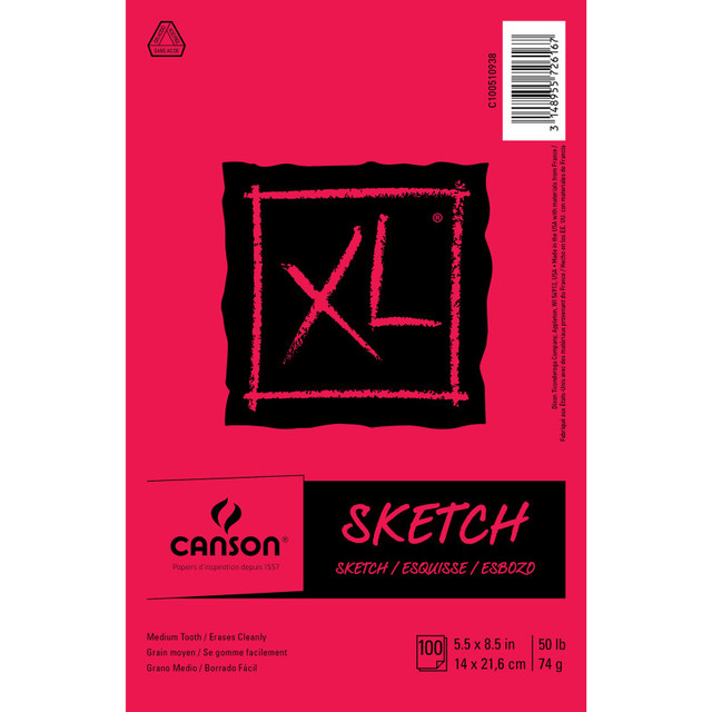 DIXON FINE ART Canson XL Series Sketch Pad, Foldover Binding, 100 Sheet, 5.5x8.5 inch, 1 Count