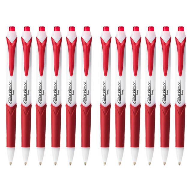 PENTEL OF AMERICA Pentel® GlideWrite Ballpoint Pen with TechniFlo Ink, (1.0mm) Medium Line, Red, 1 Dozen