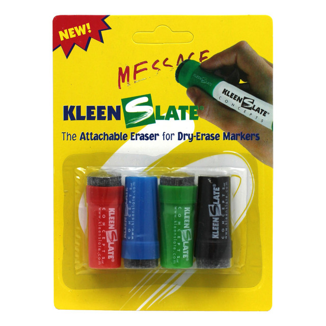 KLEENSLATE CONCEPTS LP KleenSlate® Small Attachable Eraser Caps for Dry Erase Markers, Pack of 4
