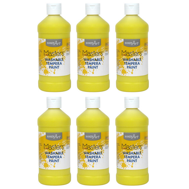 ROCK PAINT DISTRIBUTING CORP Handy Art® Little Masters® Washable Tempera Paint, Yellow, 16 oz., Pack of 6