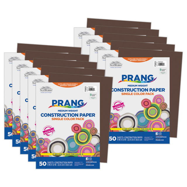 DIXON TICONDEROGA CO Prang® Construction Paper, Medium Weight, Dark Brown, 9" x 12", 50 Sheets Per Pack, 10 Packs