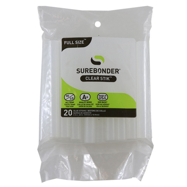 FPC CORPORATION Surebonder® Full Size 4" Clear Hot Glue Stick, Dual Temperature, Pack of 20